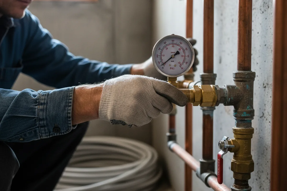 Pressure testing a repaired line during Water Line Repair in Kyburz